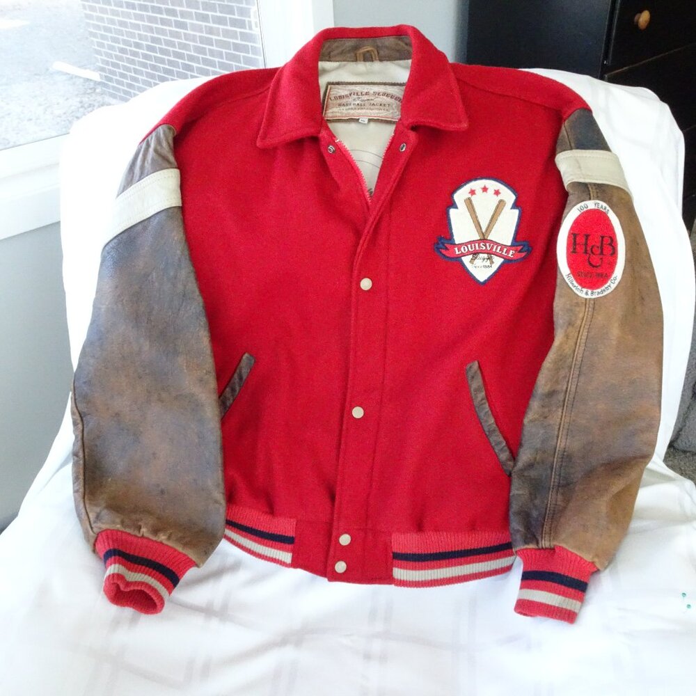 Vintage Louisville Slugger Original Baseball Jacket. Men's XL.‎ Red wool blend